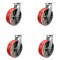 Service Caster 12'' Heavy Duty Red Poly on Cast Iron Caster Set with Swivel Locks , 4PK CRAN-SCC-KP92S1230-PUR-RS-BSL-4 - alternate 1